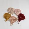 Korean Chic Flower Earmuff Hat: Warm Knit Wool Head Cover for Infants & Toddlers with Ties, Windproof & Handmade