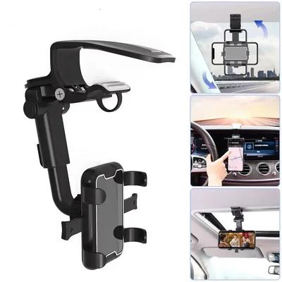 New Car Universal Clip Car Phone Holder 360 Degree Rotatable Retractable Phone Mount Stand For Dash Cam GPS Smartphone Bracket