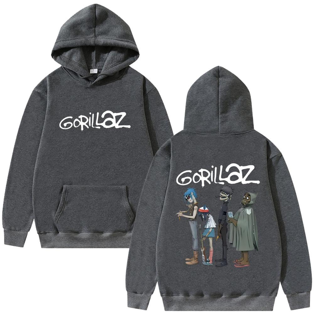 Alternative Rock Band Gorillaz Graphic Hoodie Men Women Hip Hop Fashion Streetwear Male Casual Oversized Fleece Cotton Hoodies