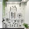 Wall Sticker Decorative Vinyl Adhesive Wall Sticker Wall Flowers Dandelion for Window Room Bedroom Black Home Decoration