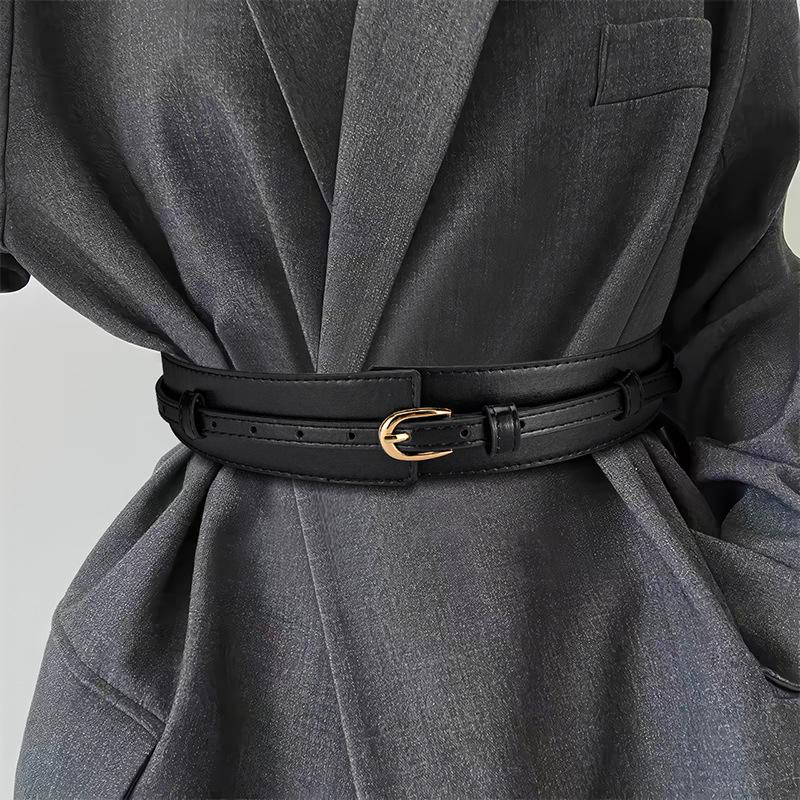 2025 Women's High-End Leather Waist Cincher with Two-Use Buckle for Skirts and Pants