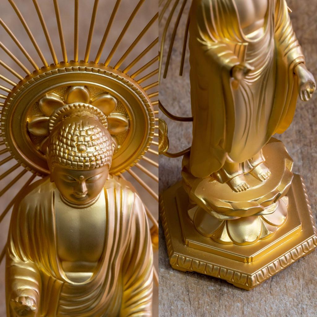 Amitabha Buddha Shuun Shinshu Otaniha Takaoka Bronzeware Buddha Statue, 15.7cm (gold Plated/24k Gold), Sculptor Makita, Model "Jodo (East)",