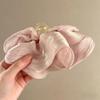 Wrinkled Edge Big Flower Hair Claw Clip Shiny Satin Fabric Hair Grips Large Bow Hair Clips  Women