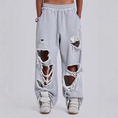 Dámske baggy joggery v ošúchanom sivom štýle hip hop, grunge, so širokými otvormi na nohy, tepláky nadrozmerné gyaru streetové nohavice
