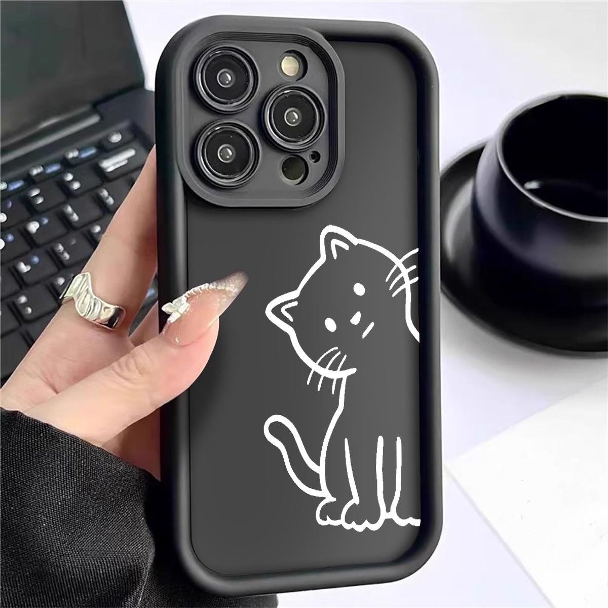 

Crooked-head Cat Black Groove Sandpaper Staircase Case for iPhone 15/16/17 Galaxy A34 5G чёрный