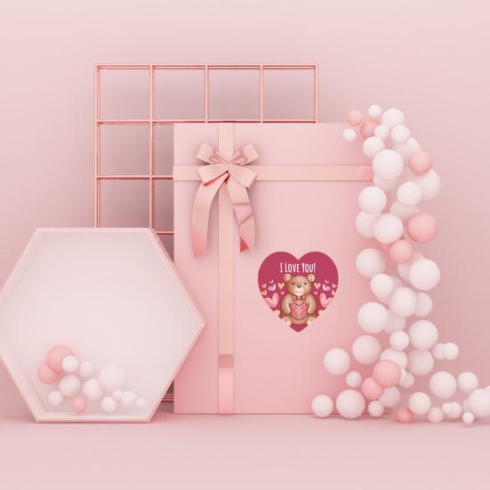 1 Roll Label Sticker Self-adhesive Strong Stickiness Thank You Heart Pattern Sticker Snowflake Label for Valentine's Day