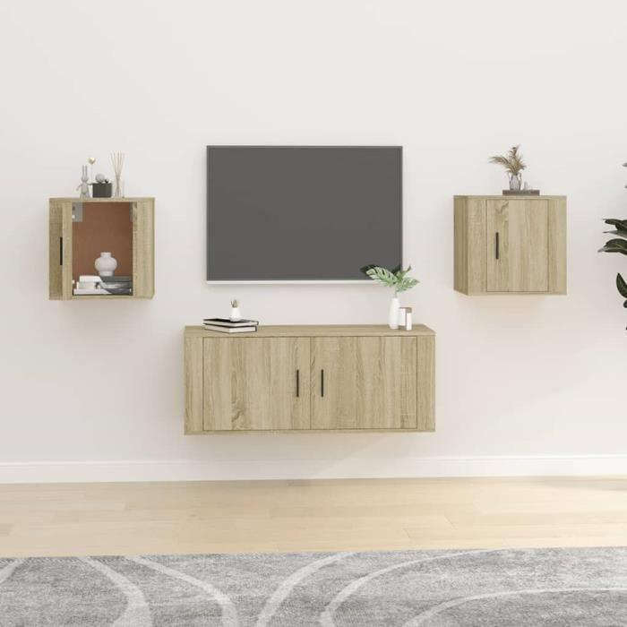 816647 vidaXL Wall-Mounted TV Cabinets 2 Pcs Sonoma Oak 40x34.5x40 Cm