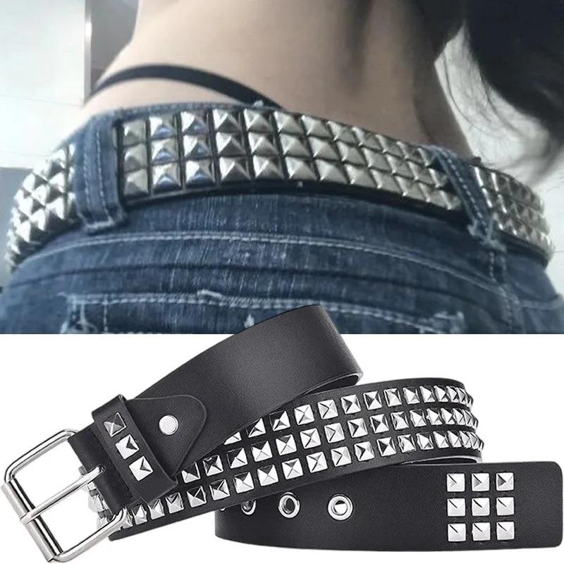 2026 Fashion Rivet Belt for Men Women Studded Belt Punk Rock With Pin Buckle Drop Shipping Black Waistband Jeans Accessories