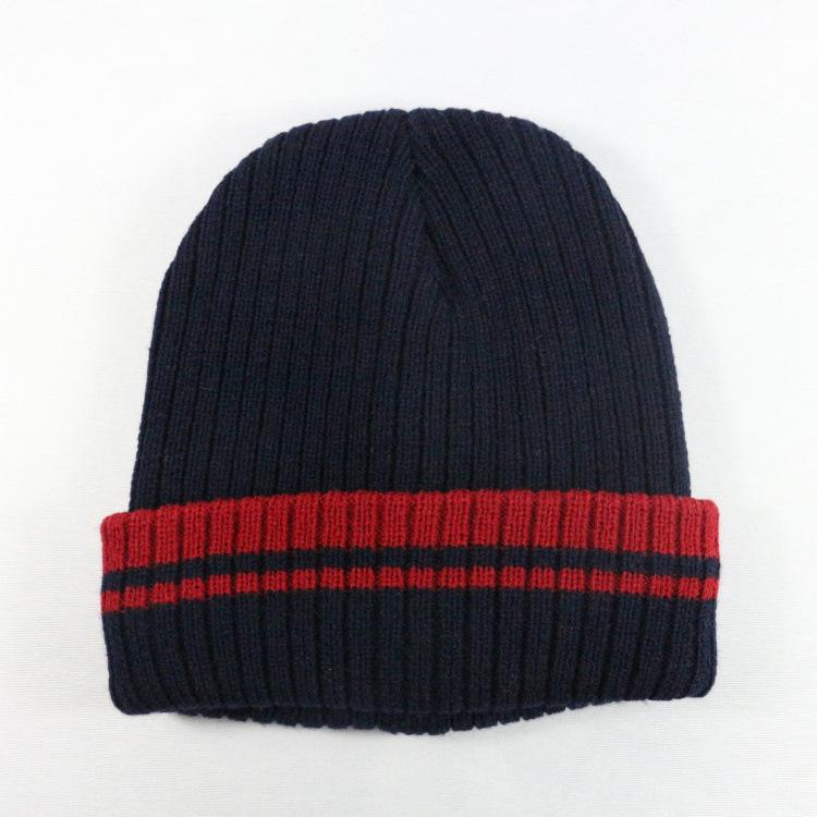 European and American versatile striped corrugated wool hats for men and women outdoor warm knitted cold hats thickened flannel lining can be determi