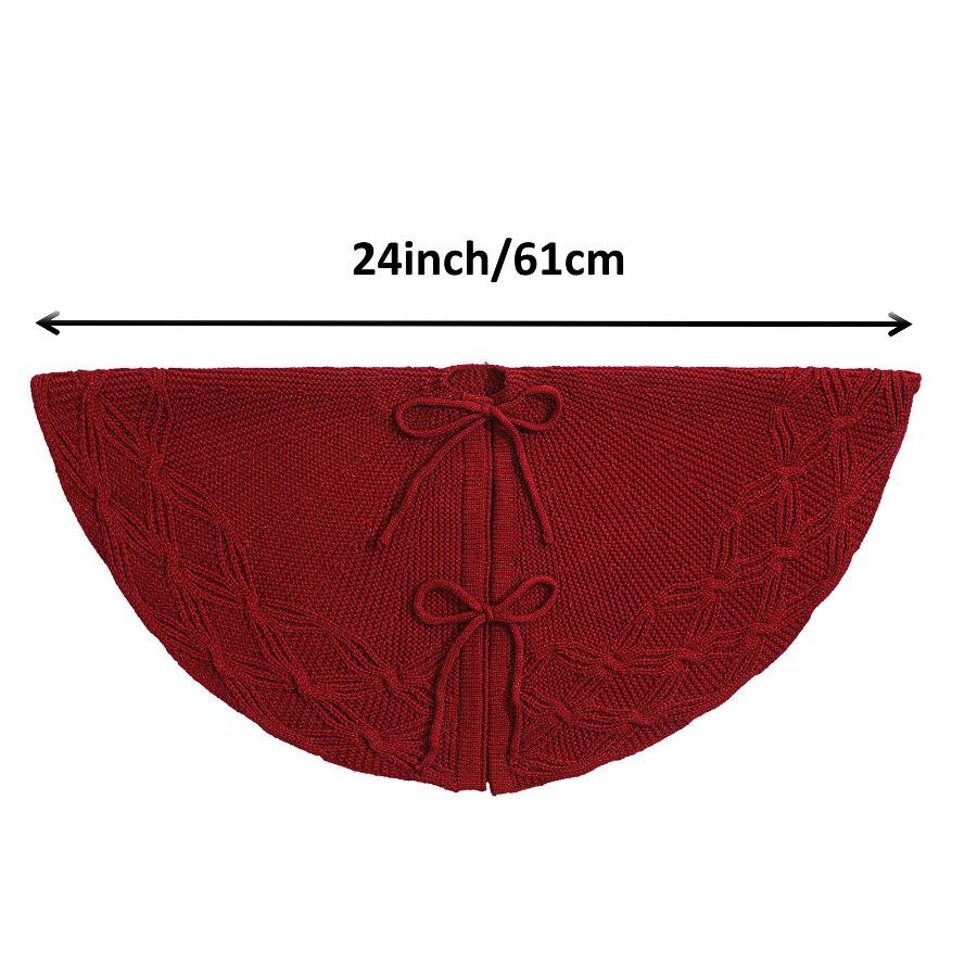 Festive Red Knitted Christmas Tree Skirt for Warm Holiday Celebrations