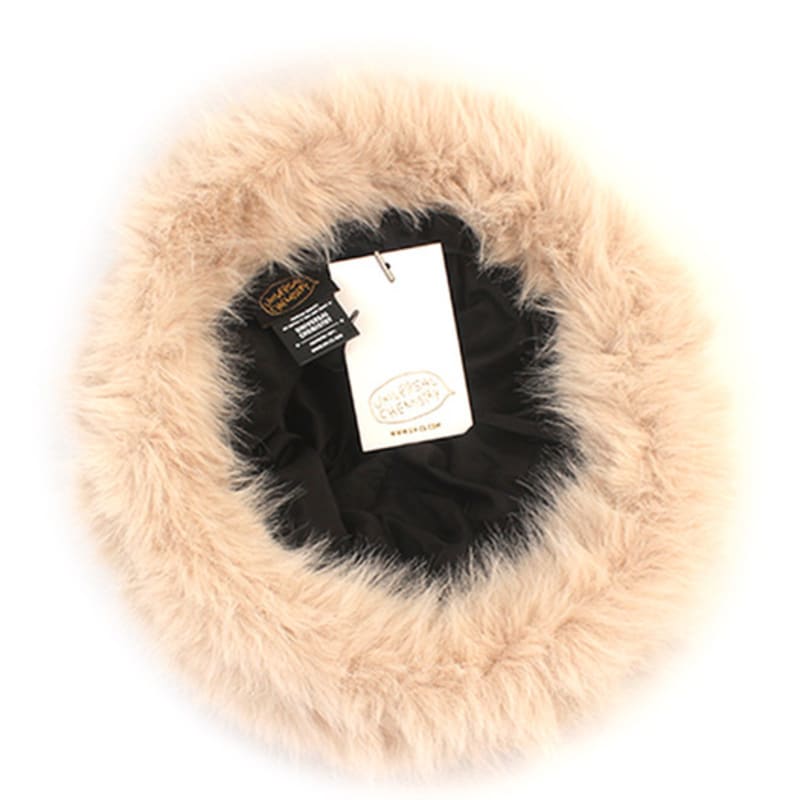 Universal Chemistry Wide Fur Beige Bucket Hat Fur Hat