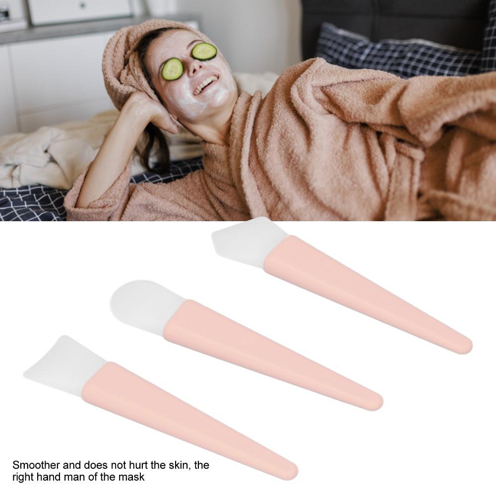 3pcs Lightweight Design Silicone Brush Applicator Kit Easy to Clean Soft Makeup Brushes Home Use