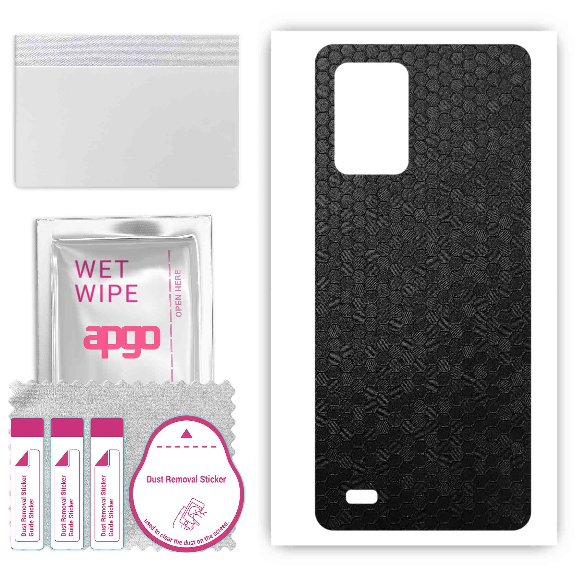 

apgo Protective Skin Sticker for the back compatible with Oukitel C25, Wrap Film, Foil, Vinyl - Pattern Black Honeycomb