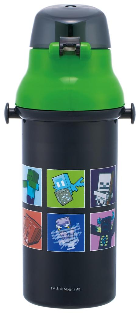 Skater Wasser Spülmaschinenfest Hergestellt in Minecraft Kinder Trinkflasche, Kunststoff, 480ml, Ein-Knopf Öffnen/Schließen, Sicher, Japan, 26, Jungen, PSB5SAN-A
