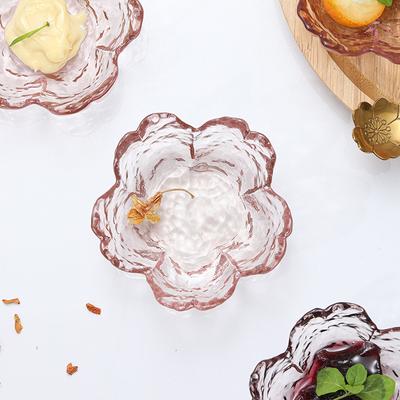 Cherry Blossom Flavored Dish Hammer Patterned Pink Glass Sauce Dish Small Dish Vinegar Dish Hot Pot Seasoning Restaurant Dish