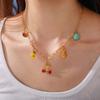 Cartoon Oil Dripping Fruit Diy Pineapple Pendant Stainless Steel Gold-Plated Dopamine Accessories