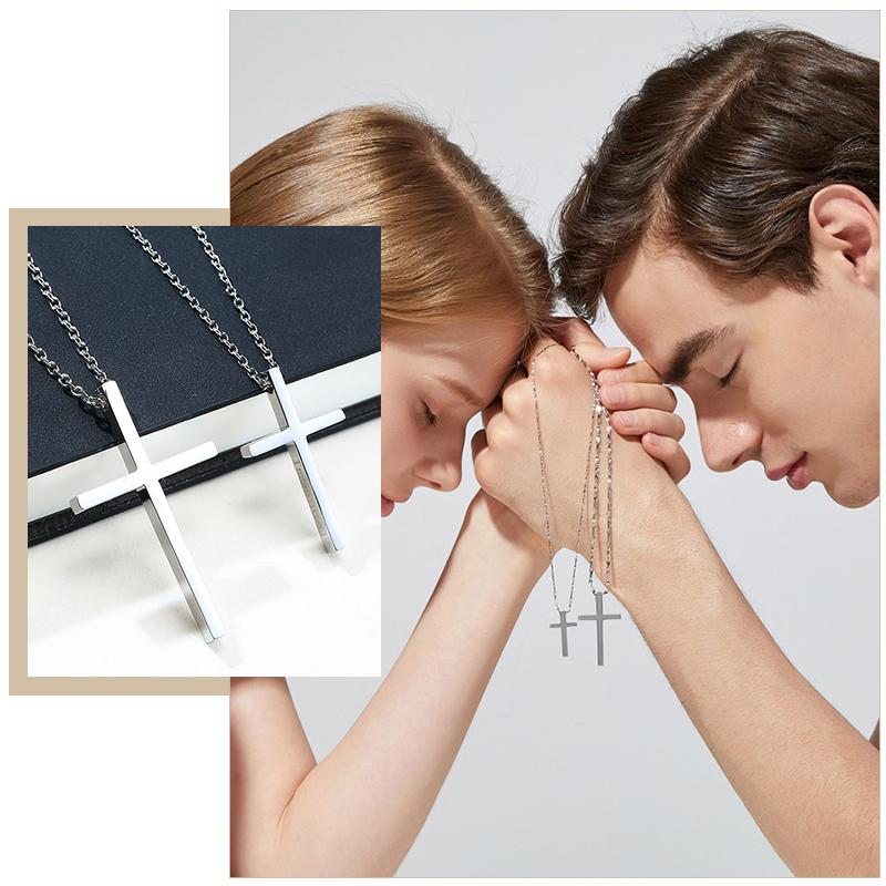 Vnox Simple Stainless Steel Cross Pendant Necklaces for Women, Prayer Religious Choker Collar Christian Gift Jewelry