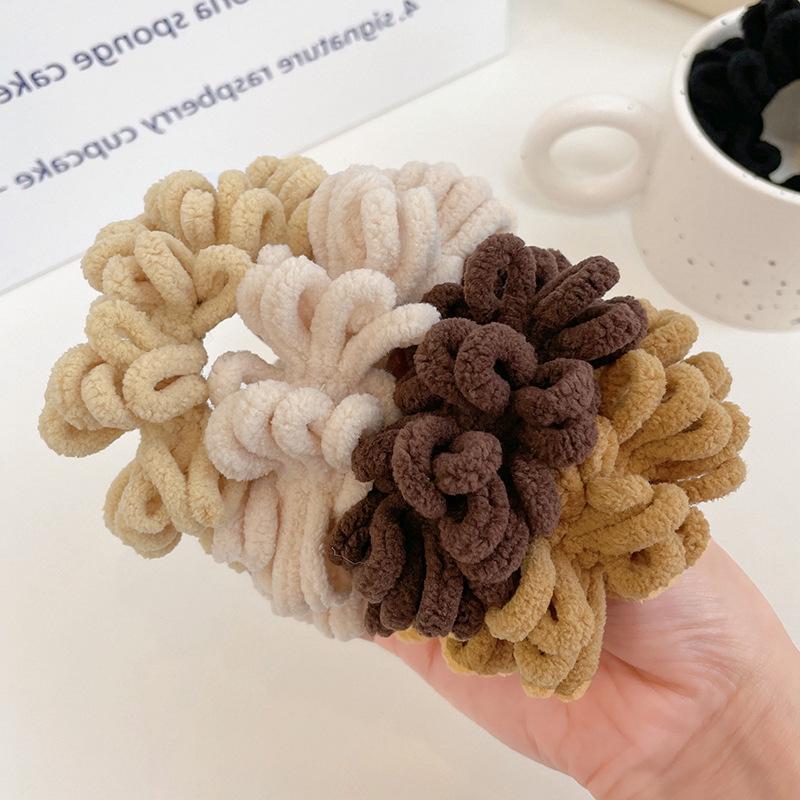 2025 Koreanischer Dongdaemun Flauschiger Haargummi Damen Breitrand Gekräuselt Temperament Haarband