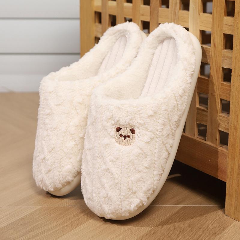 Couple Cute Bear Cartoon Cotton Slippers Men and Women Winter Home Indoor Warm and Comfortable Shoes Ins