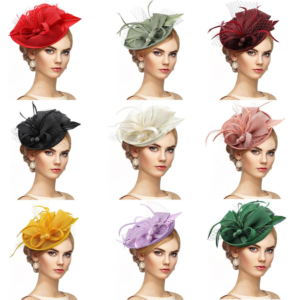 Vintage Feather Hat With Short Brim For Elegant Home Party Decor