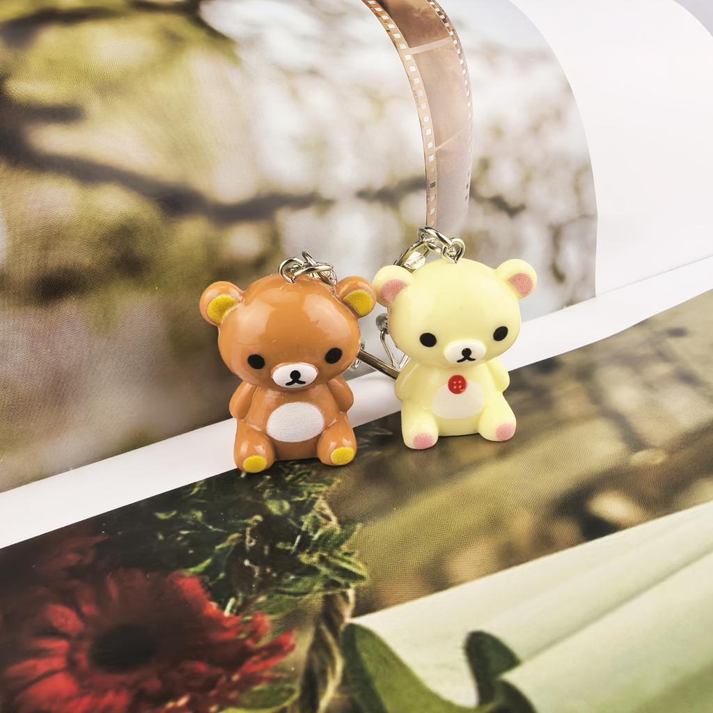 Kawaii Rilakkuma Easy Bear Phone Rope Chain Keyrings Lazybear Doll Keychains Bag Key Pendants Gift