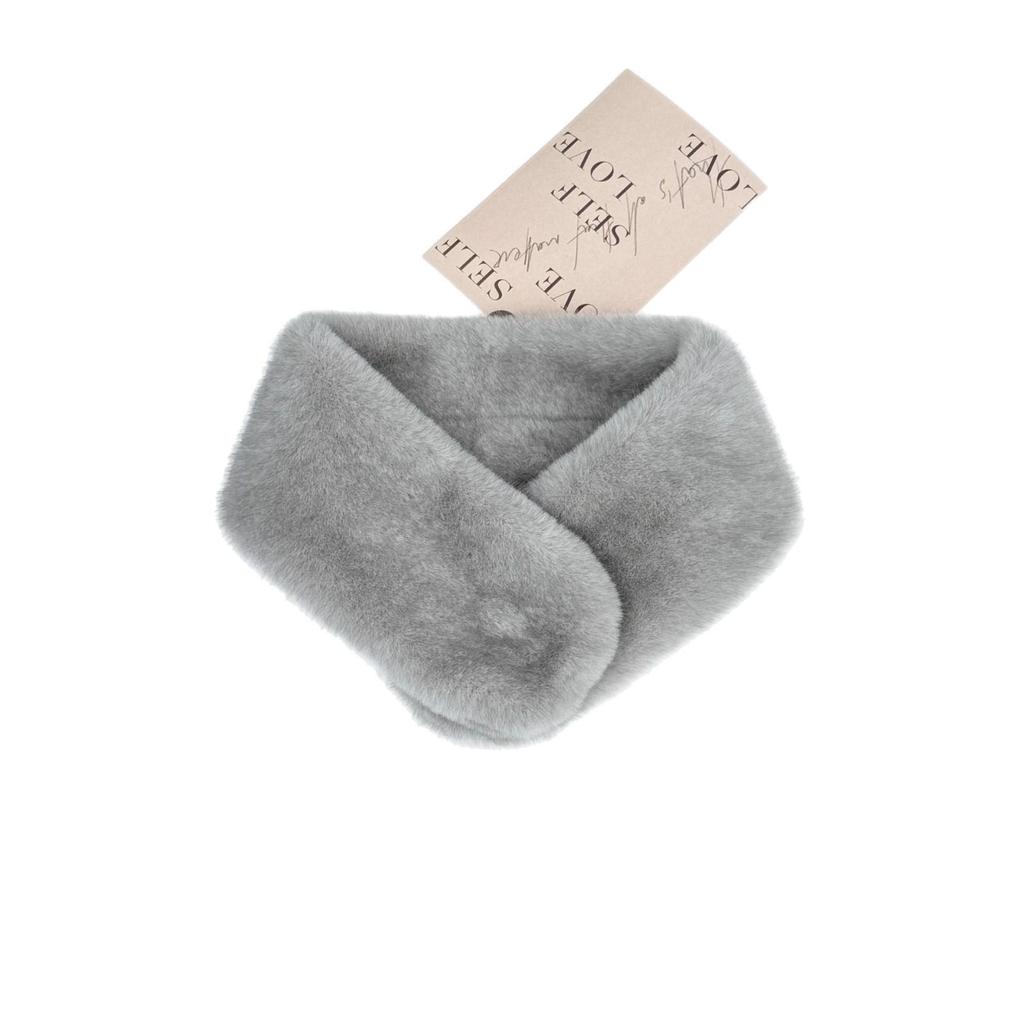 Korean Style Plush Velvet-Grade Imitation Mink Fur Snood with Magnetic Buckle