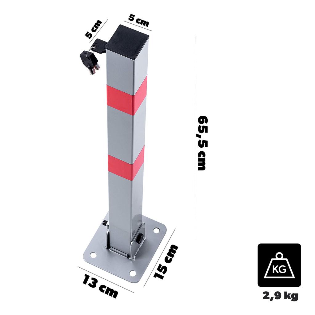 KADAX, folding parking post, 65.5 cm, grey-red