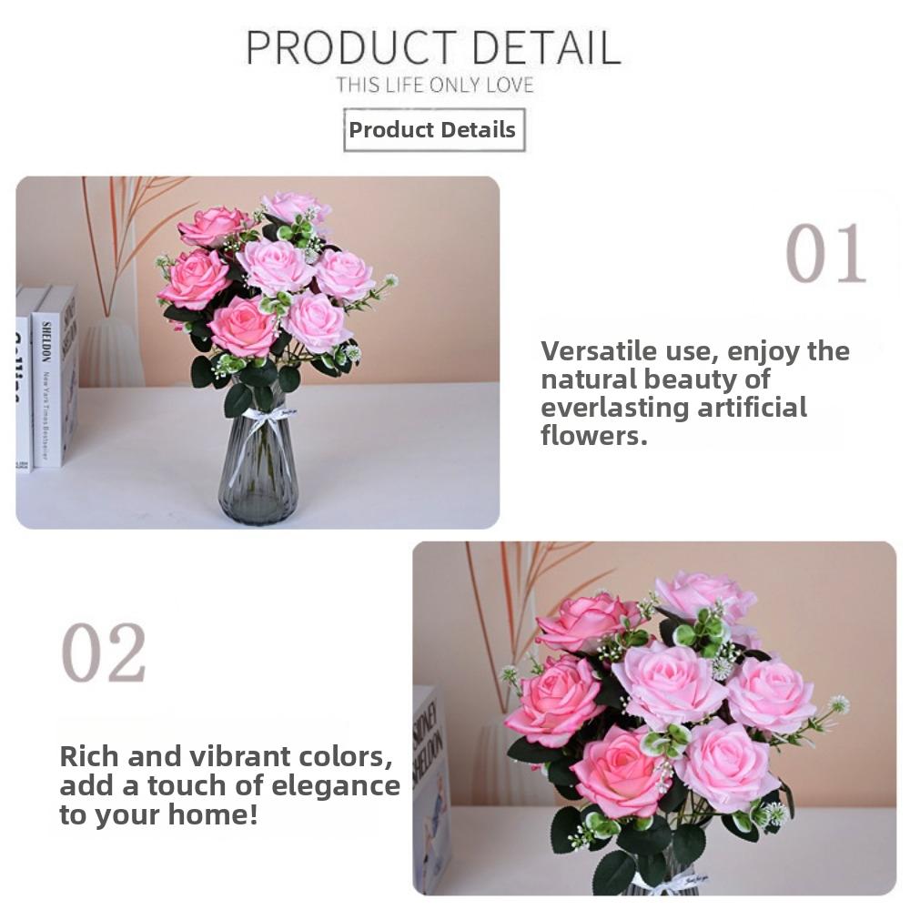 8 Colors Valentine's Day Flowers 7 Heads Natural Simulated Rose  Home Decorative
