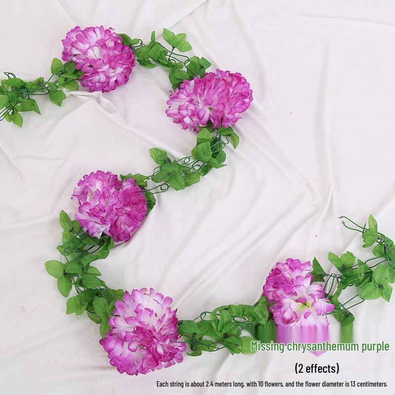 Artificial Chrysanthemum Vines for Cemetery and Memorial Decor - Silk and Plastic Hanging Floral Decoration