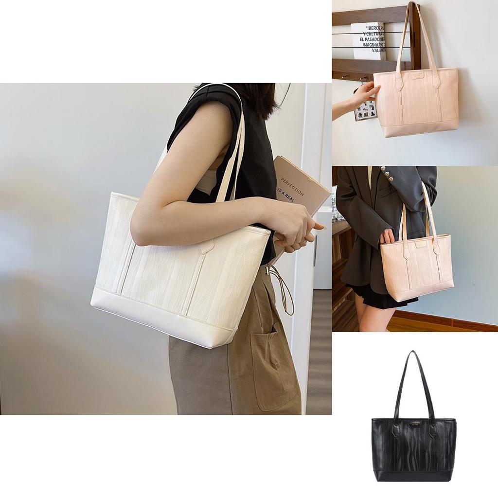Elegant Pu Leather Large Capacity Tote Bag For Women Stylish Daily Handbag With Zipper Closure