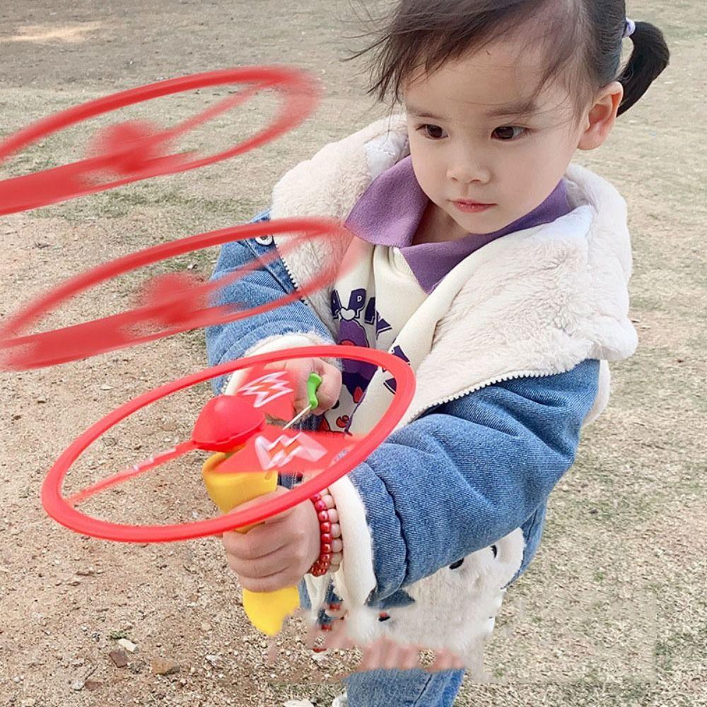 Launcher Spinner Pull Flying Disc Toys Rotating Dragonfly Toy Ripcord Sky Spin Toys  Outdoor