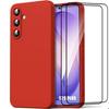 Silicone Case - BOOLING - for Samsung Galaxy S26 Plus - Slim Anti-Scratch Red - 2 Tempered Glasses