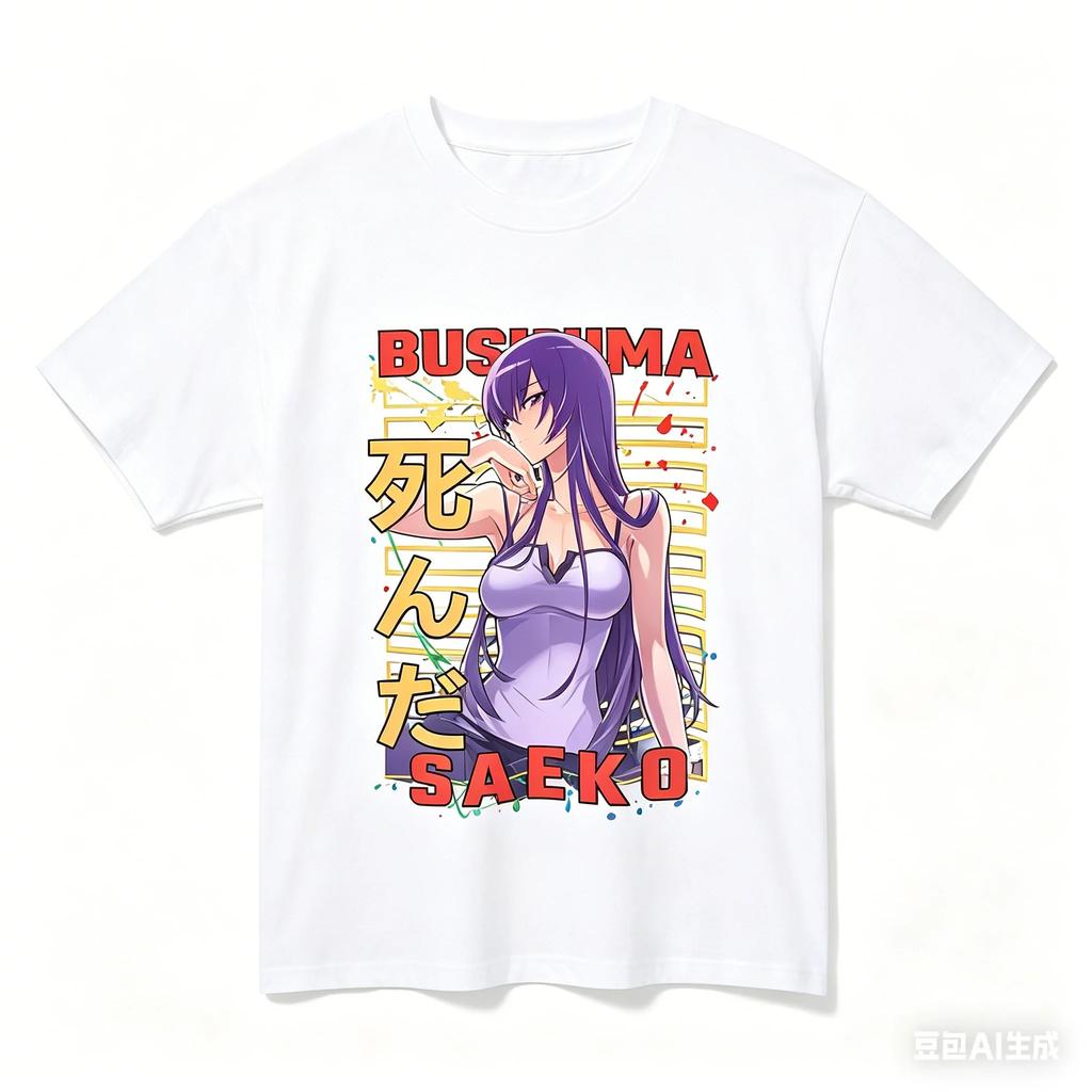 Vibrant Retro Anime Graphic T-shirt Featuring Saeko Busujima from Highschool of the Dead for Dedicated Anime and Manga Loving Fans