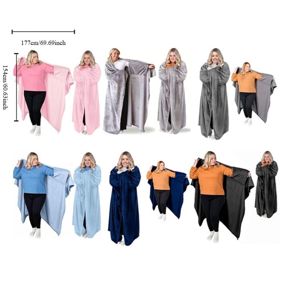 Cozy Flannel Winter Wearable Blanket Thickened Warm Office Nap Blanket Soft Cape Office
