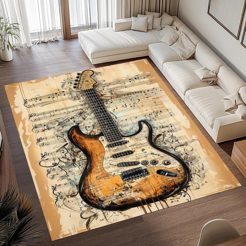 Schwarz Weiß Klaviertastenrand Violinschlüssel Rutschfester Teppich Musikstudio Lehrer Waschbarer Innenbereich Wohnzimmer Schlafzimmer Bereich Teppich 60x90cm( 23x35in )