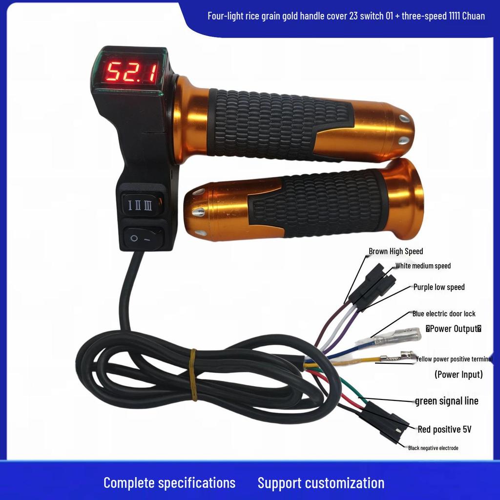 Red Screen 23-Switch Electric Vehicle Throttle Grip with Three-Speed Voltage Display