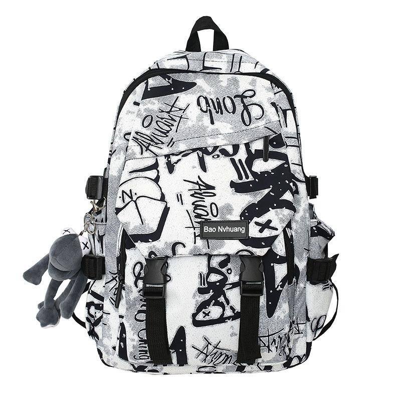 Schoolbag trendy brand backpack men ins trendy cool large capacity graffiti backpack men casual college student schoolbag male junior high school 