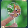 Chongqing Landmark Fan-shaped Metal Bookmark: Hongyadong Liziba Cultural Souvenir