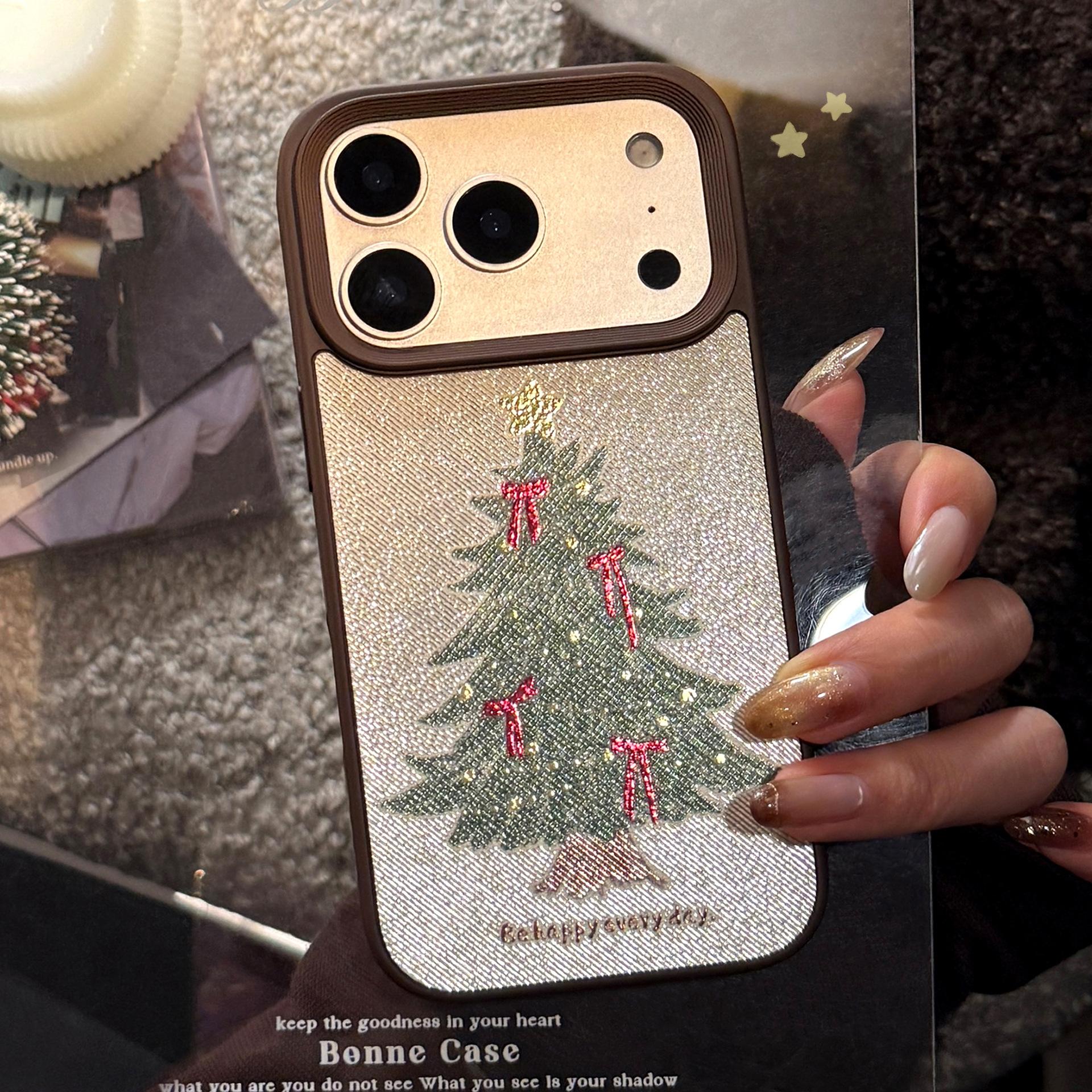 

Gilt Christmas Tree for Apple 17 Promax Mobile Phone Case 17 Leather High-end Sense 15 Suitable for Iphone 16 Anti-fall 13 17promax