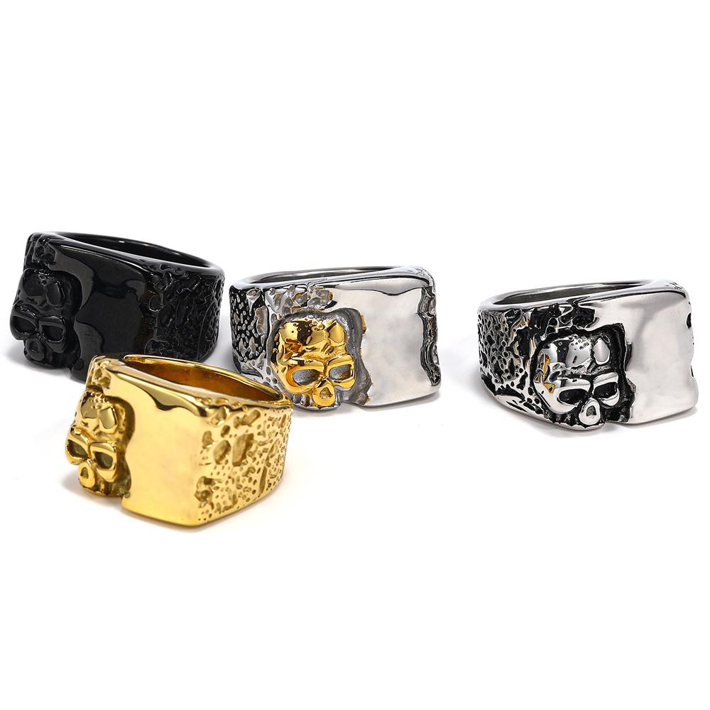 Hot Sale Gothic Skeleton Skull Head Ring for Men Punk Rock Stainless Steel Biker Jewelry Vintage Masculine Gift