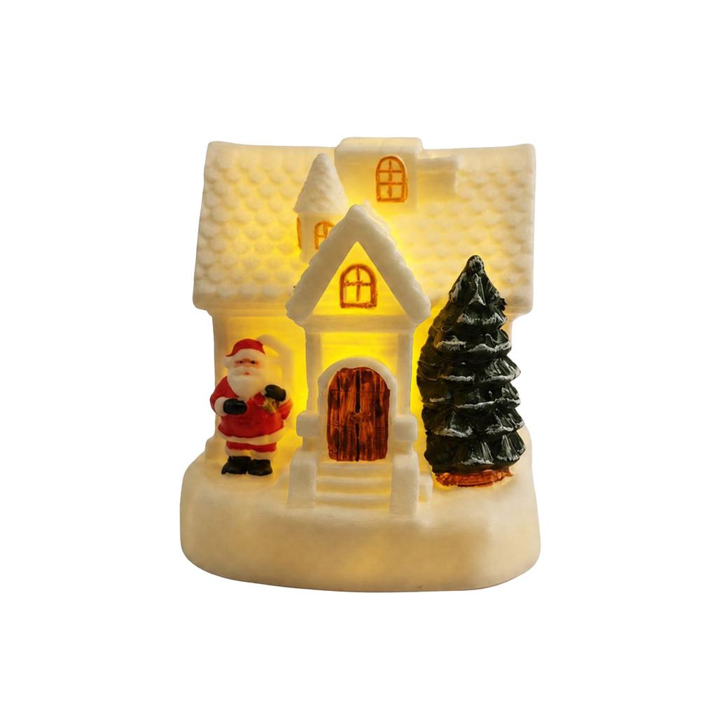 Small Lighted Christmas House Figurine for Holiday Tabletop Decoration and Mantel Display