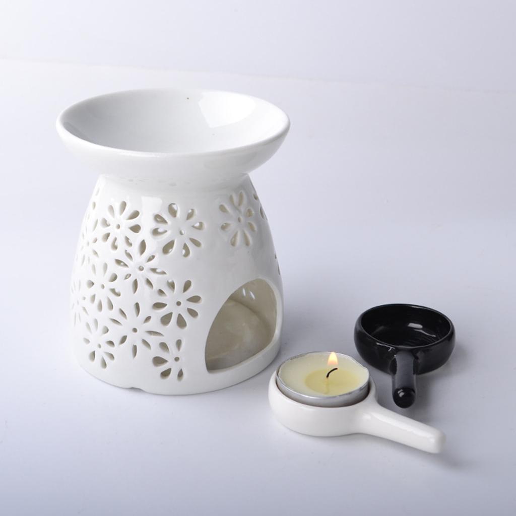 Tealight Wax Warmer Portable Ceramic Candle Holder Little Candle Spoon Replacement Tray Holder for Office Home Garden Balcony