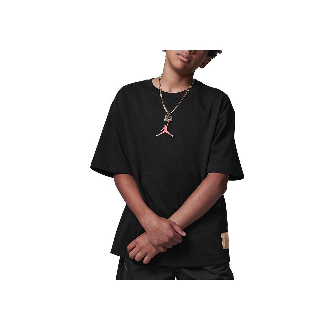 

Jordan Повседневная футболка с короткими рукавами и принтом логотипа MJ Flight MVP, детские топы, черный FV2829-010 XL