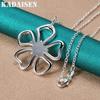 925 Sterling Silver Hollow Flower 16/18/20/22/24/26/28/30 Inch Pendant Necklace for Women Wedding Party Fashion Jewelry