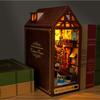 Moin Moin Dollhouse Miniature DIY Kit with LED Light Retro Book Design for Beginners