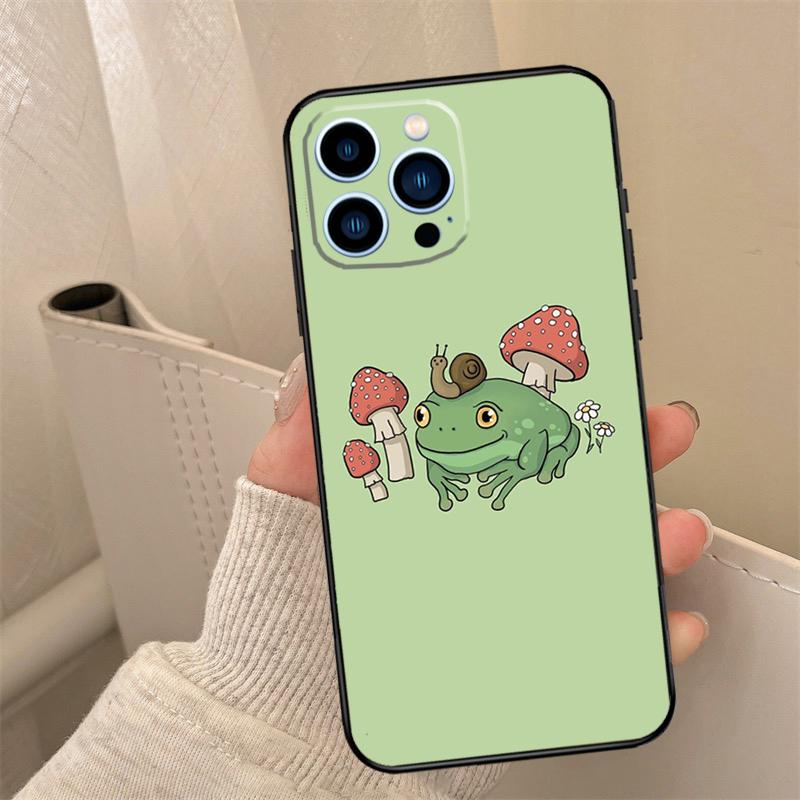 Aesthetic Frog Phone Case For iPhone 17 16 15 13 11 12 14 Pro Max mini 15 16 Plus 16e 17 Air Cover Coque