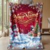 Christmas Custom Name Printed Flannel Blanket Warm Comfort Bed Throw Home Decor Holiday Gift