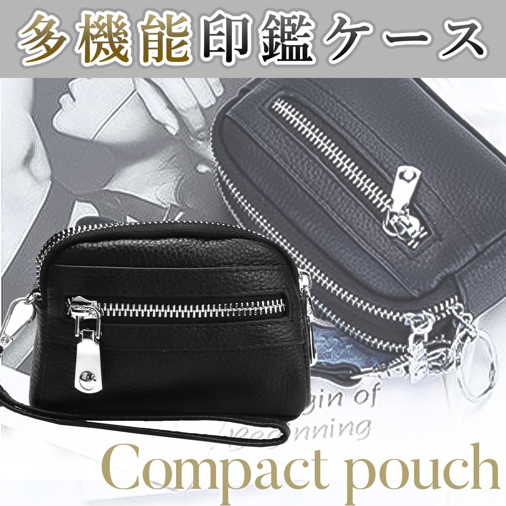 Compact Genuine Leather Pouch for Storing Stamps and Small and Perfect for Storing Small Items Items, Scratch-resistant, (black)