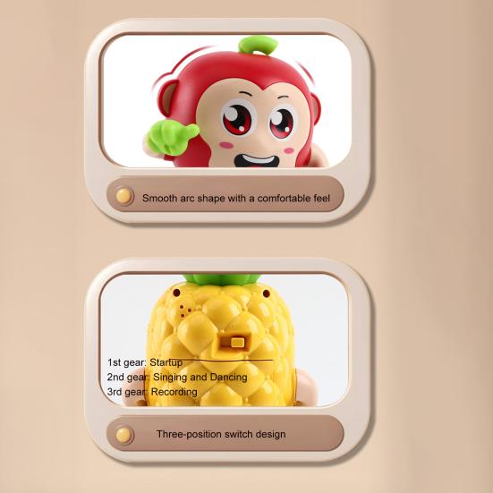 Yousheng Electric Dancing Toy with LED Light Music Recording Pineapple Elephant French Fries Red Fruit Walking Toy Toddlers Tummy Time Crawling Toy