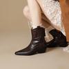 Fashion 2024 Autumn/Winter Women Boots Pointed Toe Med Heel Chelsea Boots Genuine Leather Shoes for Women Western Ankle Boots